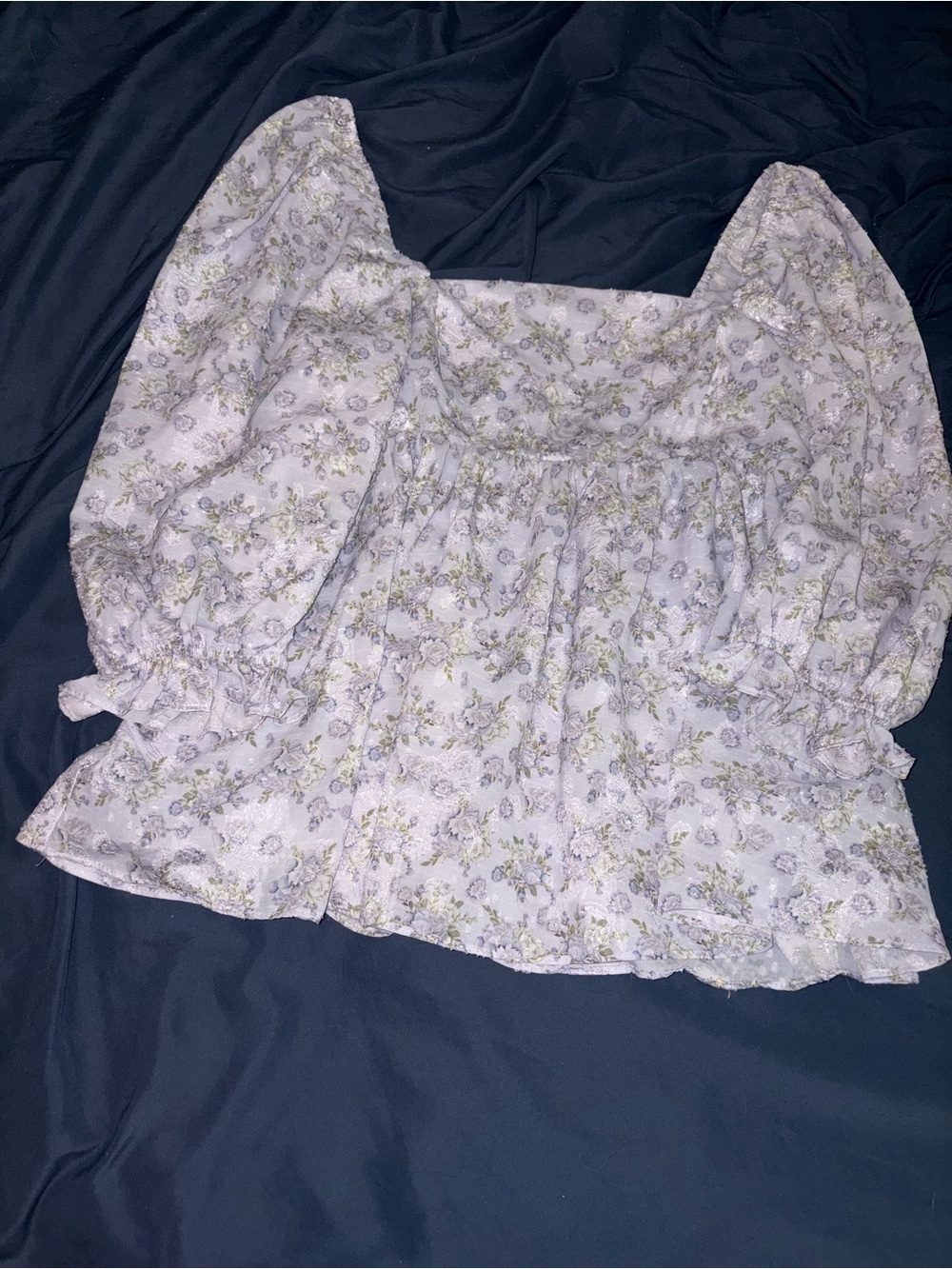 Altar'd State Lavender Floral Square-Neck Peplum Blouse